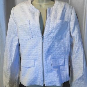 Chic White Textured Women's Blazer
